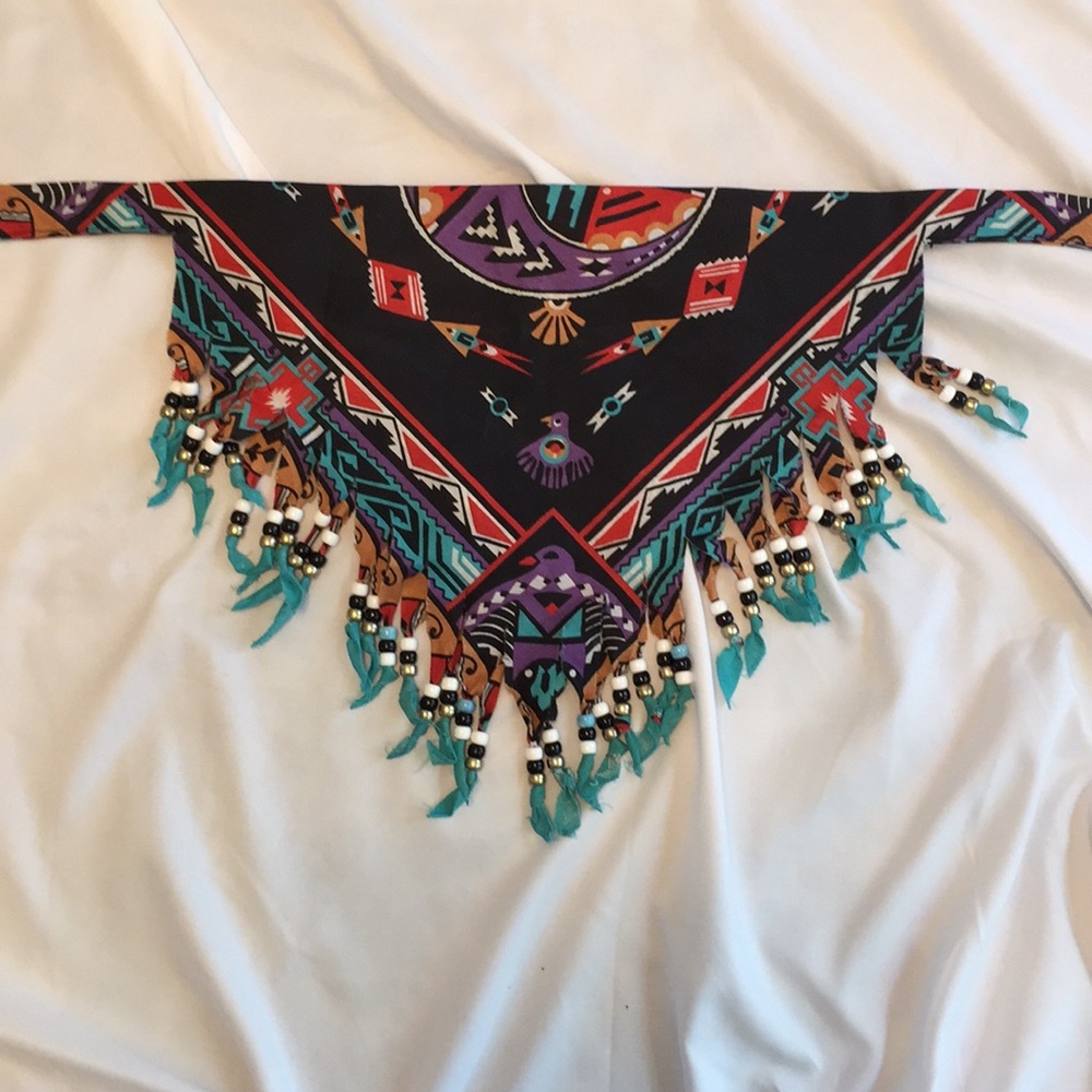 Vintage geometric native western scarf necklace